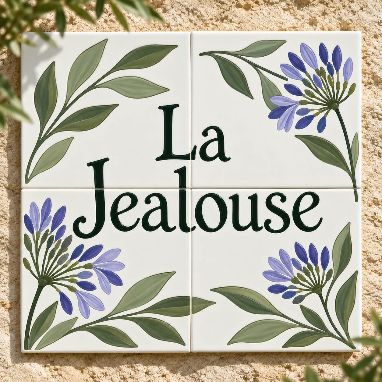 La Jealouse  ·  quatre carreaux aux agapanthes.