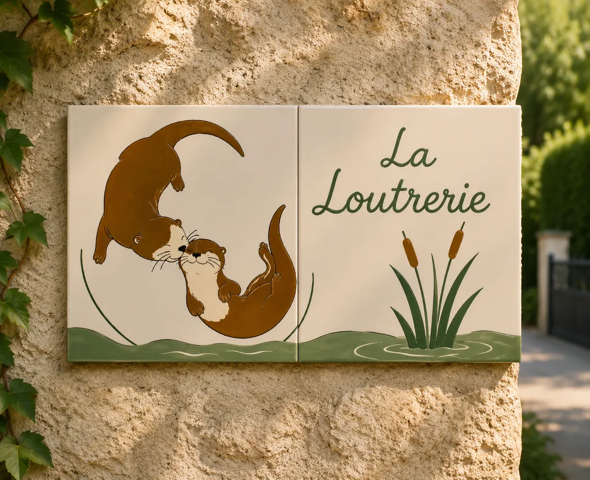 Plaque nom de maison La Loutrerie peinte à la main