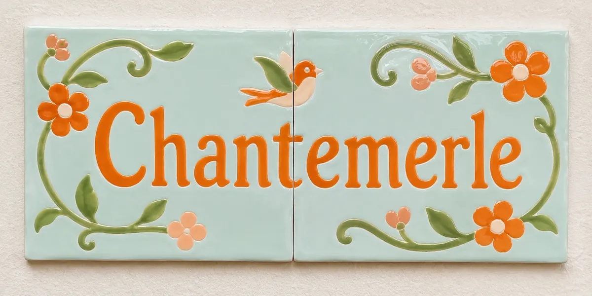 Motif signature Merle & fleurs, peint à la main