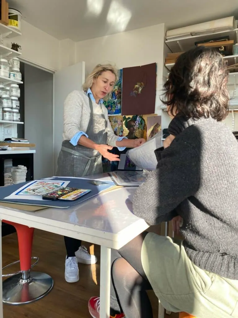 Échange initial avec Laurence dans l'atelier