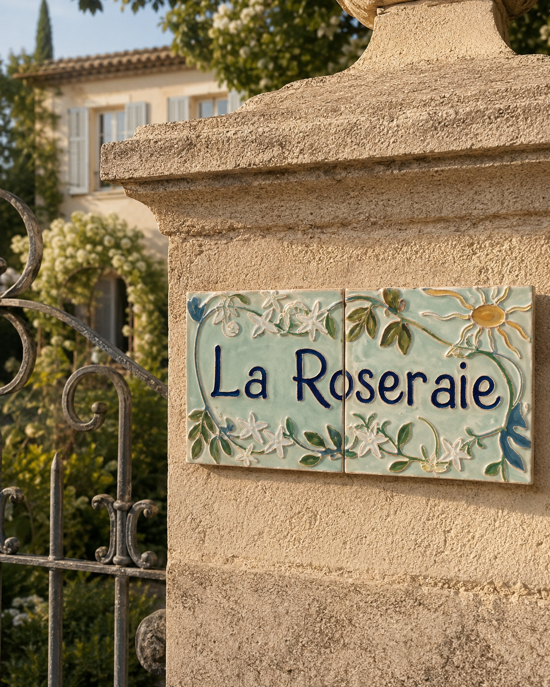 Plaque nom de maison La Roseraie
